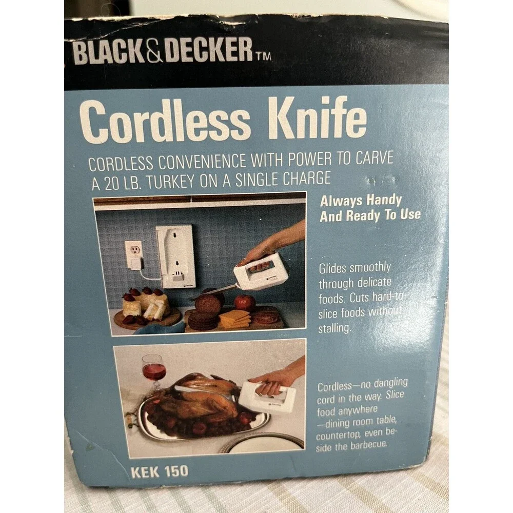Black Decker 9” Cordless Knife White Wall Mount Space Saver KEK150 ~ NIB